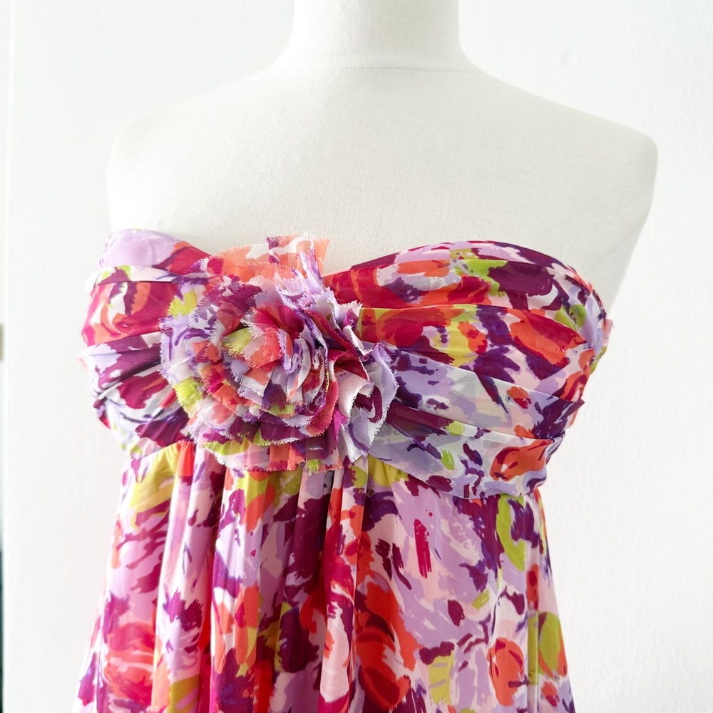 Vintage Y2K Forever 21 Floral Strapless Babydoll Tunic Mini Dress Size Small (S) - Picture 3 of 9
